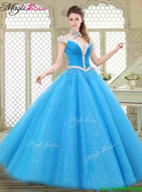 2016 Perfect Halter Top Quinceanera Gowns with Beading