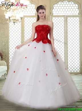 2016 Popular A Line Strapless Prom Dresses with Ruffles