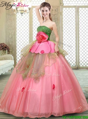 2016 Winter The Most Popular Strapless Quinceanera Gowns with Hand Made Flowers