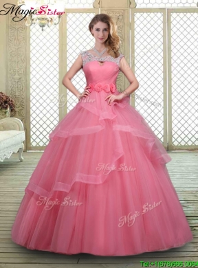 Elegant Backless Quinceanera Dresses with Beading and Hand Made Flowers