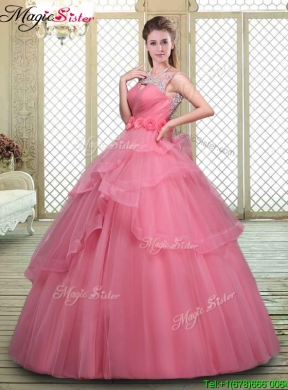 Elegant Backless Quinceanera Dresses with Beading and Hand Made Flowers