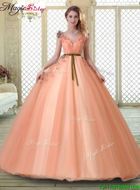 Hot Sale V Neck Sweet 16 Dresses with Appliques and Beading