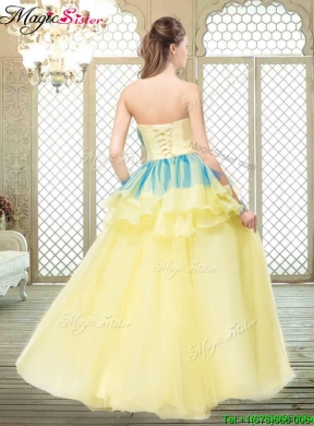 Perfect A Line Strapless Prom Dresses with Bowknot and Ruffles