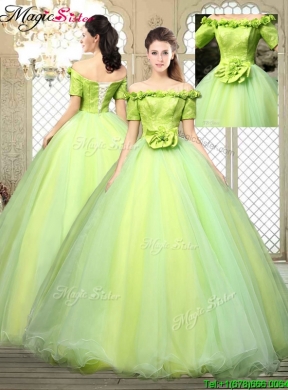 Pretty Off the Shoulder Quinceanera Dresses with Hand Made Flowers