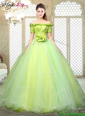 Pretty Off the Shoulder Quinceanera Dresses with Hand Made Flowers