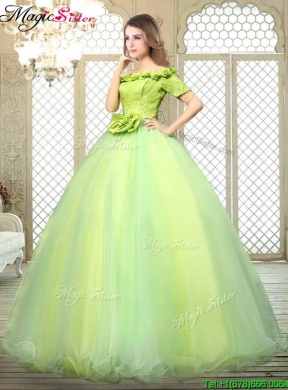 Pretty Off the Shoulder Quinceanera Dresses with Hand Made Flowers