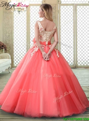 Spring Cheap Straps Quinceanera Dresses with Appliques and Hand Made Flowers