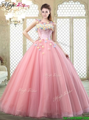 Summer New Style Scoop Quinceanera Dresses with Zipper Up