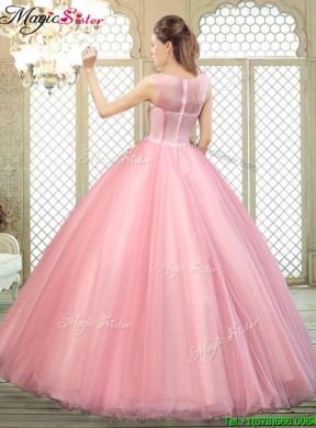 Summer New Style Scoop Quinceanera Dresses with Zipper Up