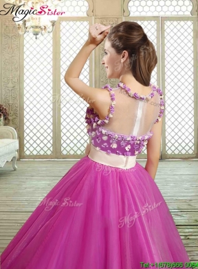 Modern Scoop Sweet 16 Dresses with Belt and Appliques