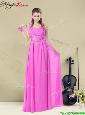 2016 Fashionable Empire Straps Bridesmaid Dresses with Ruching and Belt