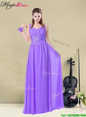 2016 Fashionable Empire Straps Bridesmaid Dresses with Ruching and Belt