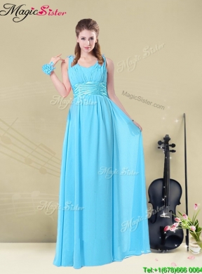 2016 Fashionable Empire Straps Bridesmaid Dresses with Ruching and Belt