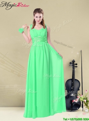 2016 Fashionable Empire Straps Bridesmaid Dresses with Ruching and Belt