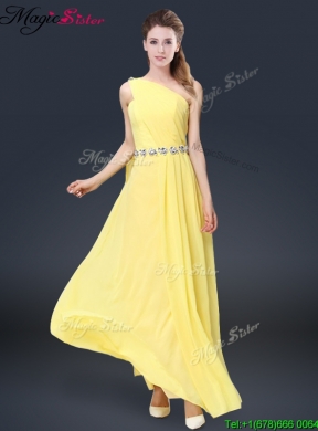 Fashionable One Shoulder Bridesmaid Dresses in Yellow