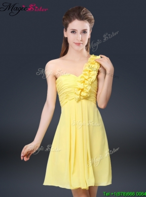 Fashionable One Shoulder Bridesmaid Dresses in Yellow