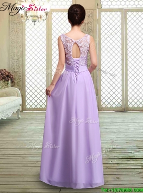 2016 Pretty Scoop Bowknot Lavender Dama Dresses for Fall