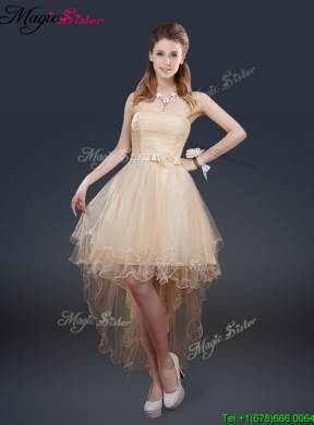 2016 Sweet Short Dama Dresses with Appliques and Belt