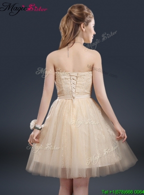 2016 Sweet Short Dama Dresses with Appliques and Belt