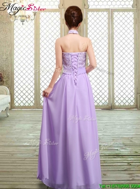 Sweet High Neck Lace Lavender Dama Dresses