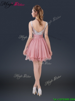 Sweet Short Straps Paillette Prom Dresses for 2016