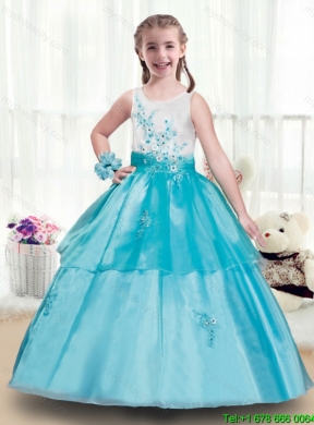 Lovely Appliques Scoop Little Girls Pageant Dresses in Multi Color