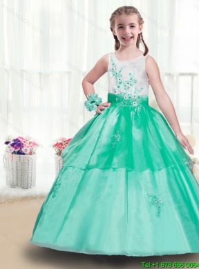 Modest Scoop Little Girls Pageant Dresses with Appliques