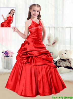 Cheap Beading and Pick Ups Halter Top Little Girl Pageant Dresses