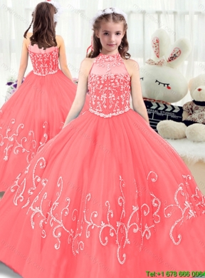 Cheap Beading High Neck Flower Girl Dresses