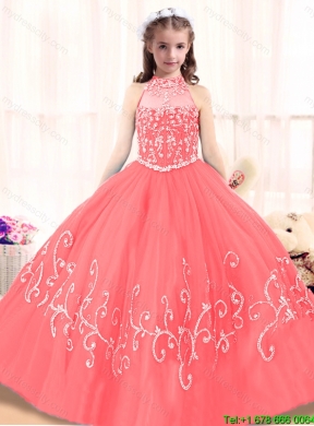 Cheap Beading High Neck Flower Girl Dresses