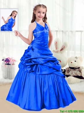 Perfect A Line Halter Top Little Girl Pageant Dresses with Beading