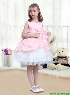 Perfect A Line Scoop Mini Length Bowknot Flower Girl Dresses