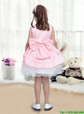 Perfect A Line Scoop Mini Length Bowknot Flower Girl Dresses