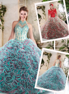 2016 Hot Sale Appliques and Ruffles Sweet 16 Dresses with Halter Top