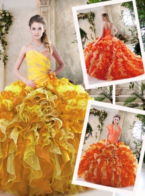 2016 Beautiful Beading and Ruffles Quinceanera Dresses in Multi Color