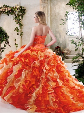 2016 Beautiful Beading and Ruffles Quinceanera Dresses in Multi Color