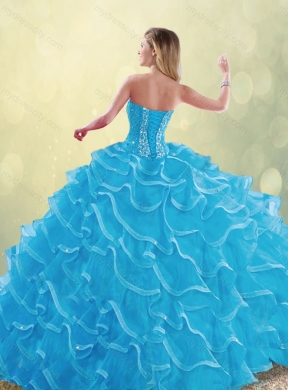 2016 Cheap Sweetheart Detachable Quinceanera Dresses with Beading and Ruffles