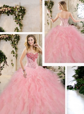 2016 Classical Beading and Ruffles Sweet 16 Dresses in Multi Color