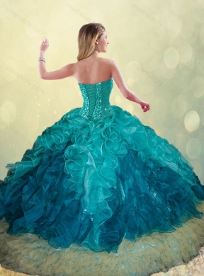 2016 Latest Beading and Ruffles Ball Gown Detachable Quinceanera Dresses