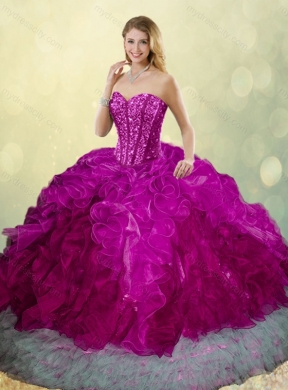 2016 Latest Beading and Ruffles Ball Gown Detachable Quinceanera Dresses