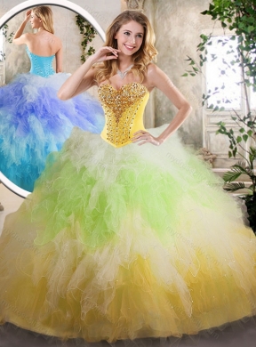 2016 Luxurious Sweetheart Quinceanera Dresses with Beading and Ruffles