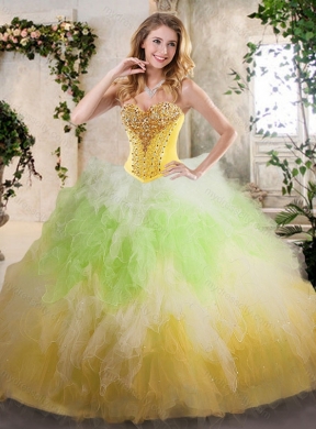 2016 Luxurious Sweetheart Quinceanera Dresses with Beading and Ruffles