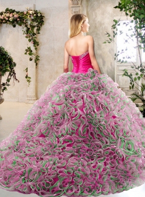 2016 Luxurious Sweetheart Quinceanera Gowns with Brush Train