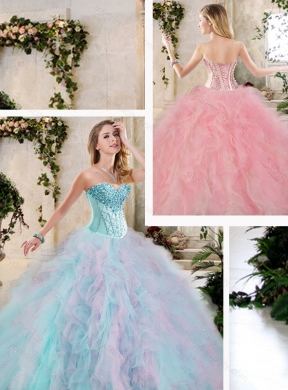 2016 Perfect Multi Color Sweet 16 Dresses with Beading and Ruffles