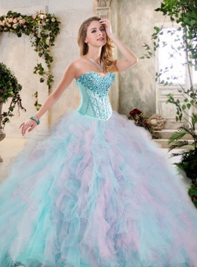 2016 Perfect Multi Color Sweet 16 Dresses with Beading and Ruffles