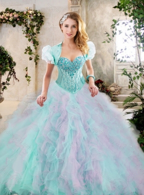 2016 Perfect Multi Color Sweet 16 Dresses with Beading and Ruffles