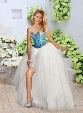 Beautiful White Detachable Quinceanera Dresses with Sequins and High Slit