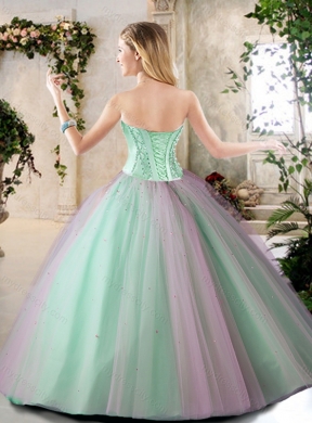 Cheap Beading Quinceanera Dresses in Apple Green