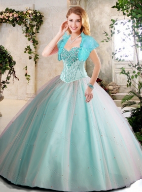 Cheap Beading Quinceanera Dresses in Apple Green