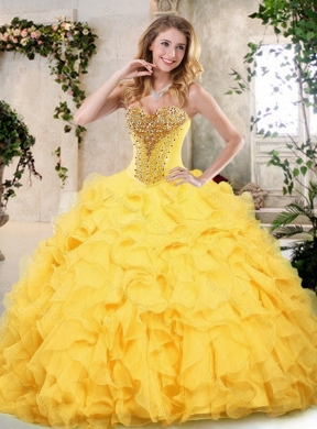 Cheap Sweetheart Quinceanera Dresses with Beading and Ruffles